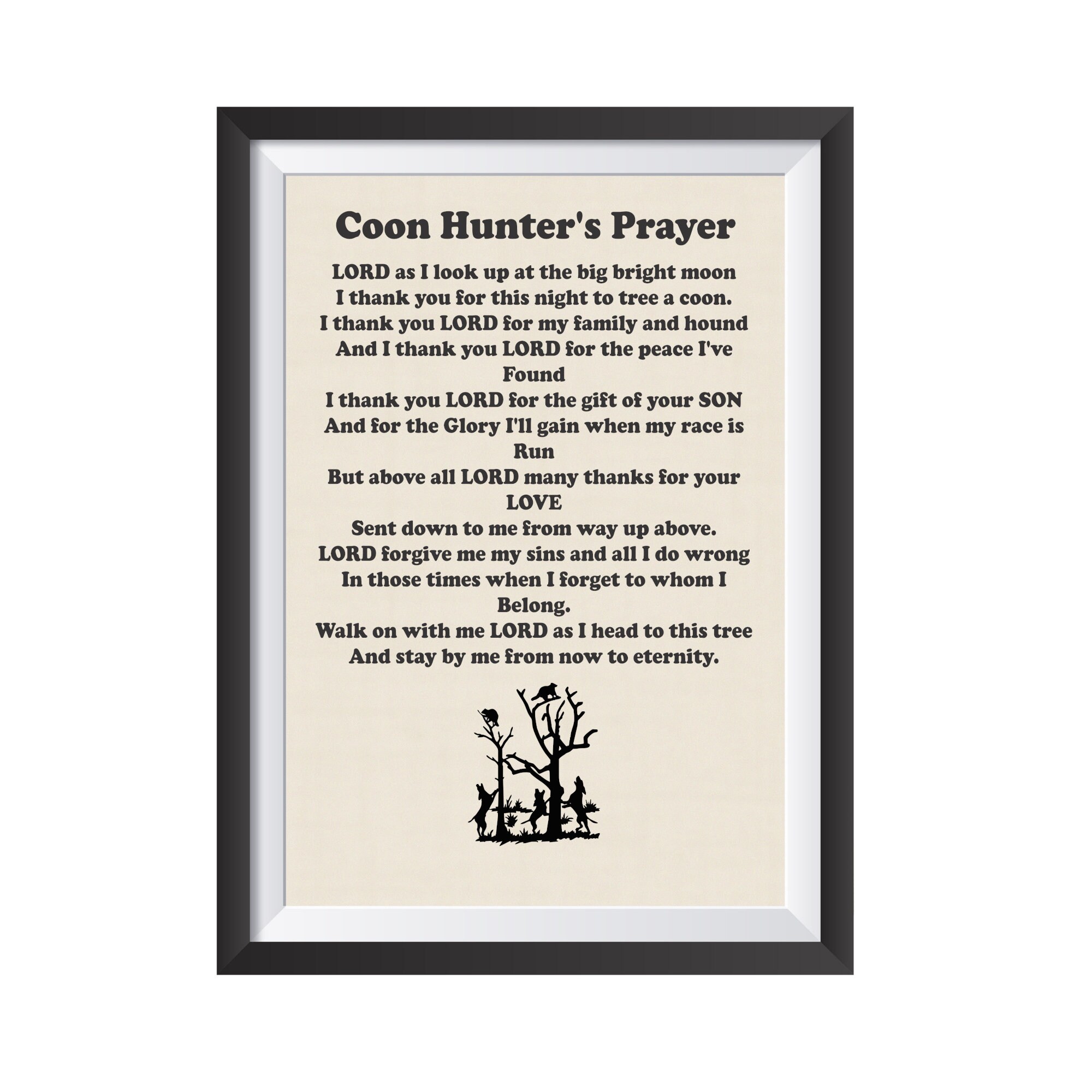 Coon Hunter Prayer, Coonhunter Gift, Coonhunting Gift, Raccoon Gifts