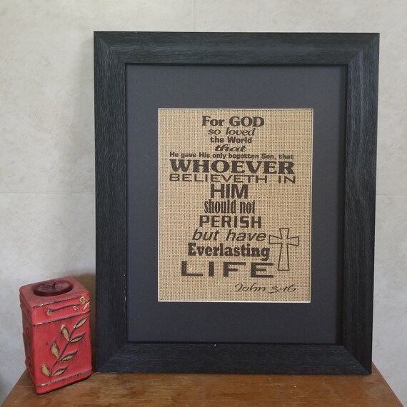 John 3 16 Canvas 316 Burlap Print Cross Image 0