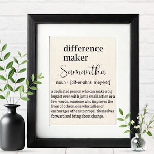 Personalized Difference Maker Gift: Laminated Canvas Print