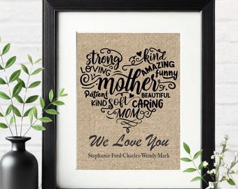 Mother gift from kids, The Heart of a mother sign, mother wall decor, mother's day gift, gift from children, gift for mom, heart wall art,