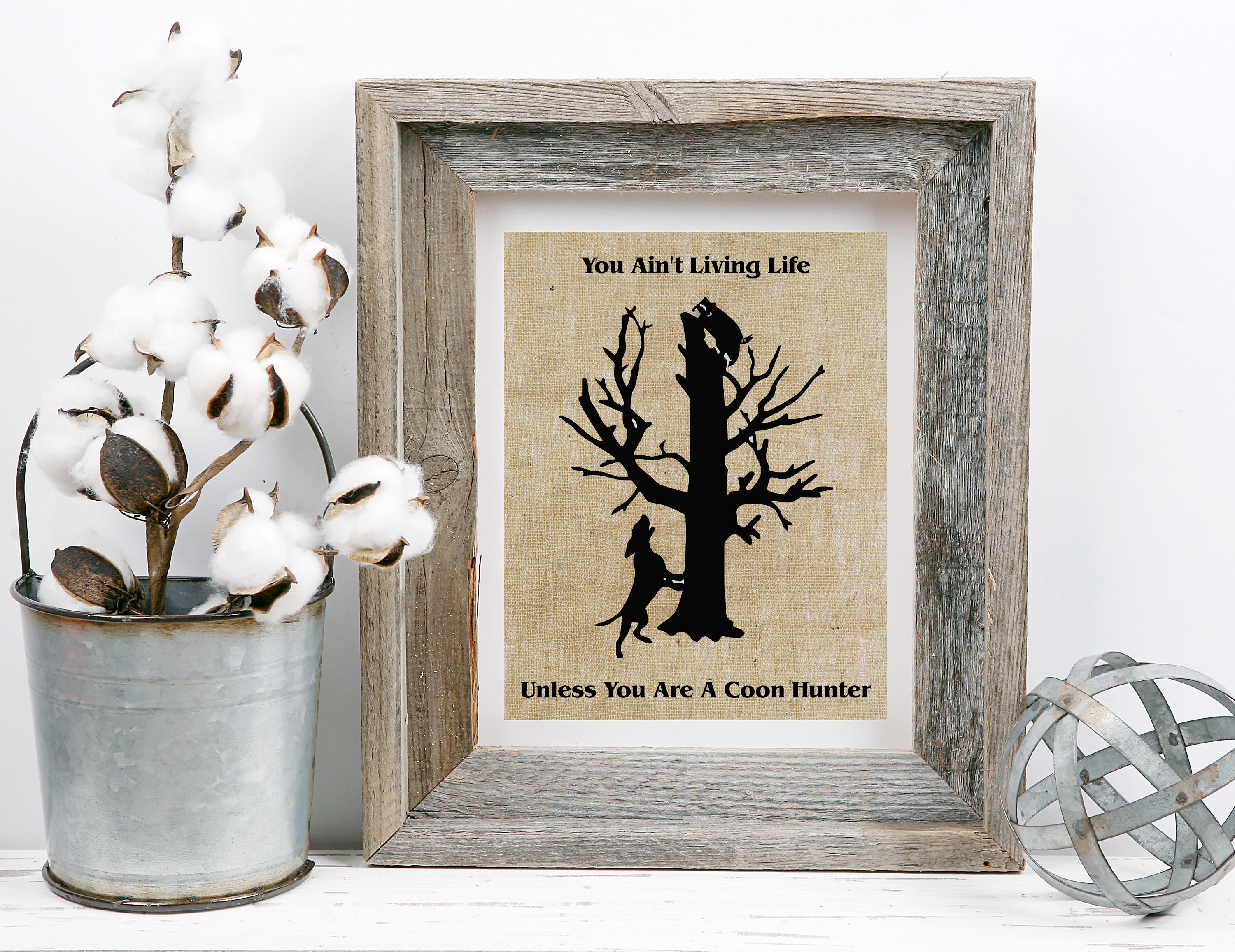 Coon Hunting Family Tree Burlap coon hunter gift raccoon Etsy