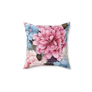 Floral Spun Polyester Square Pillow