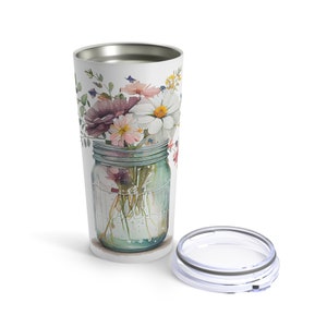 Flowers in a Mason Jar Tumbler 20oz
