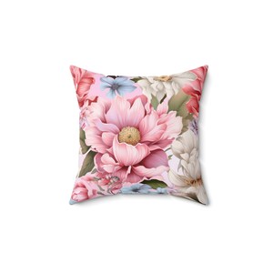 Floral Spun Polyester Square Pillow