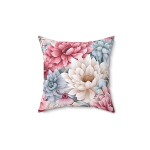 Floral Spun Polyester Square Pillow