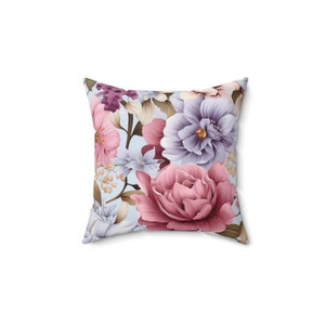Floral Spun Polyester Square Pillow