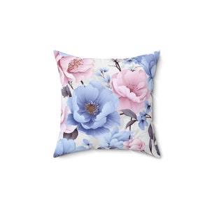 Floral Spun Polyester Square Pillow
