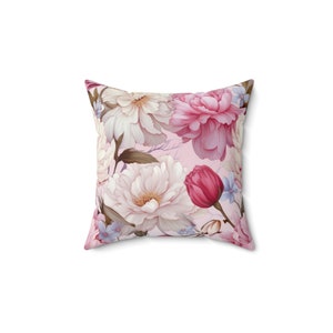 Floral Spun Polyester Square Pillow