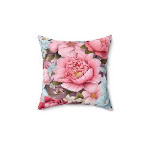 Floral Spun Polyester Square Pillow