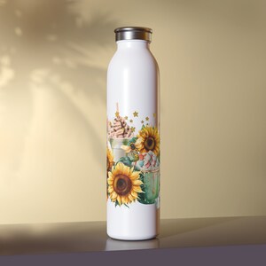 Coffee and Sunflowers Slim Water Bottle