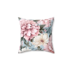 Floral Spun Polyester Square Pillow