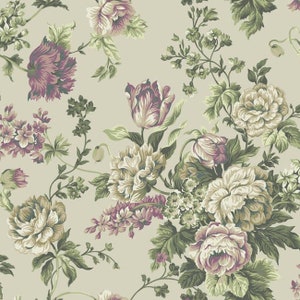 York English Garden Inspired Wallpaper on Pearlized Sage PR9003 Double Roll