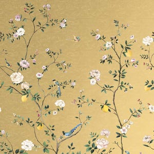 Daisy Bennet - Blossom Gold Leaf Wallpaper Mural - Gold - Wallquest - DB53232M
