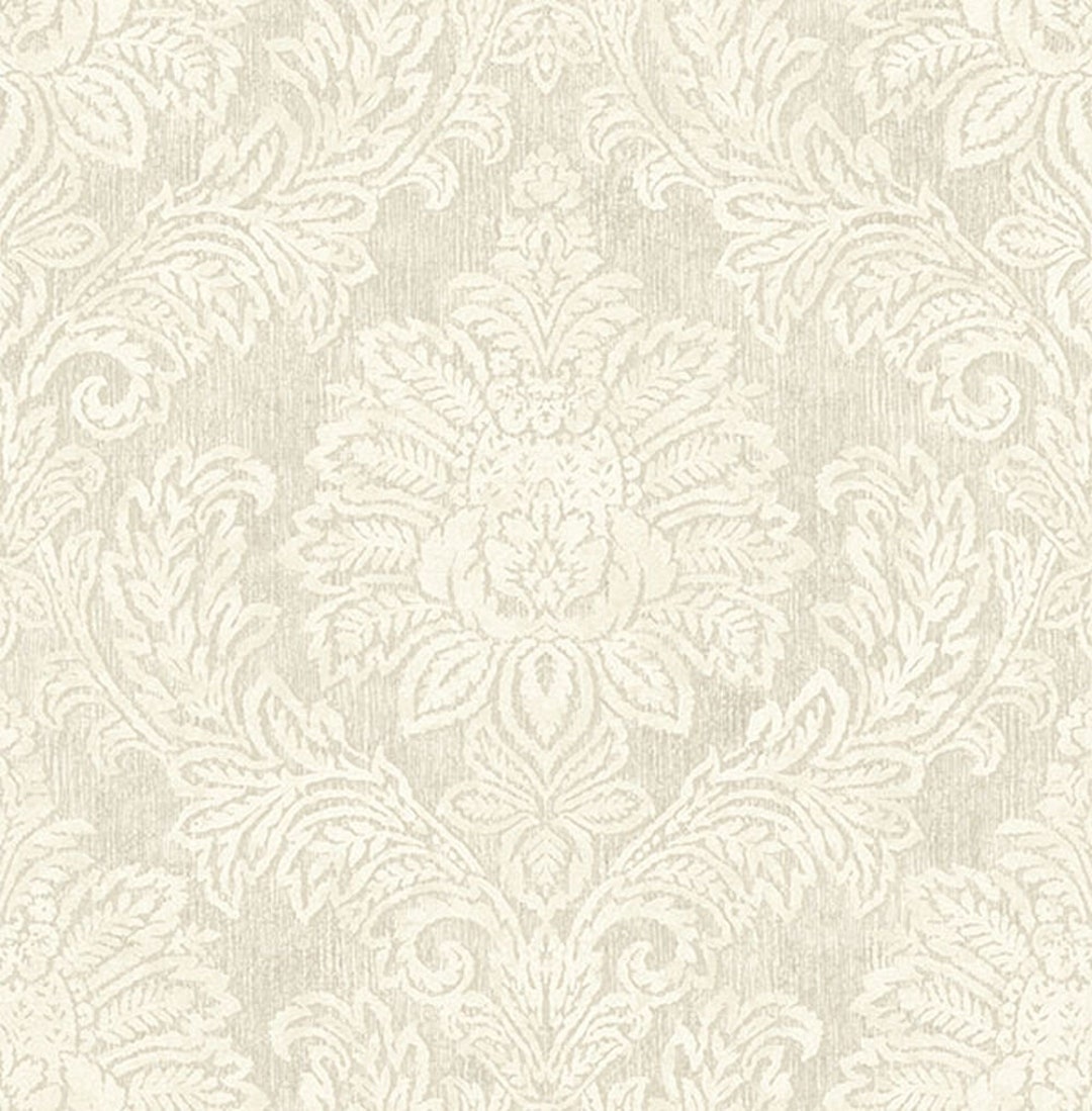 Tone on Tone Damask Wallpaper Tans and Cream by Wallquest DM20809 - Etsy