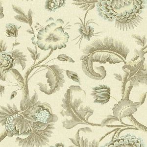 Jacobean Floral Vine Fabric in Browns, Teal, Cream DM30207F per Yard