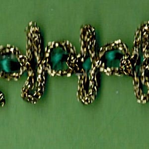 5 Yards 1/2" Gold Double Loops Trim with Dark Green Ribbon 46767G