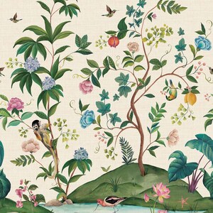Daisy Bennet - Myanmar Lagoon Natural Grasscloth Wallpaper Mural - Natural - Wallquest - DB53003M