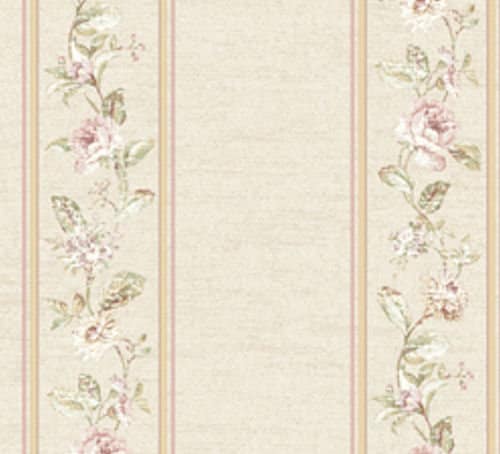 Papel de parede listrado com buquê floral da York Wallcoverings FD8462