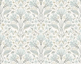 Modern Farmhouse - Edith Floral Damask  Wallpaper  - Light Blue  - Chesapeake - York - 4199-83704