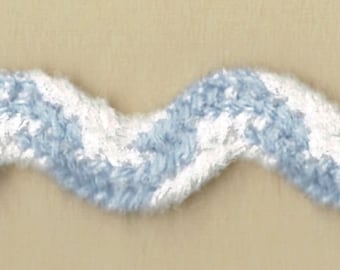 5 Yards 5/8" Baby Blue, White Chenille Ric Rac Trim 14624