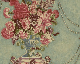 Neo-Classical Urn Bouquet Stripe Fabric by Wallquest DM30003F per Yard