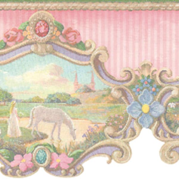 York Princess and Castle Fairy Tale Wallpaper Border 20.5 In. Tall JV6216B