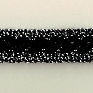 5 Yards 7/16&quot; Black, Antique Silver Gimp Trim 12080
