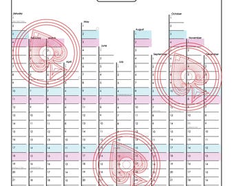Calendário de parede acadêmico e comercial de 2026