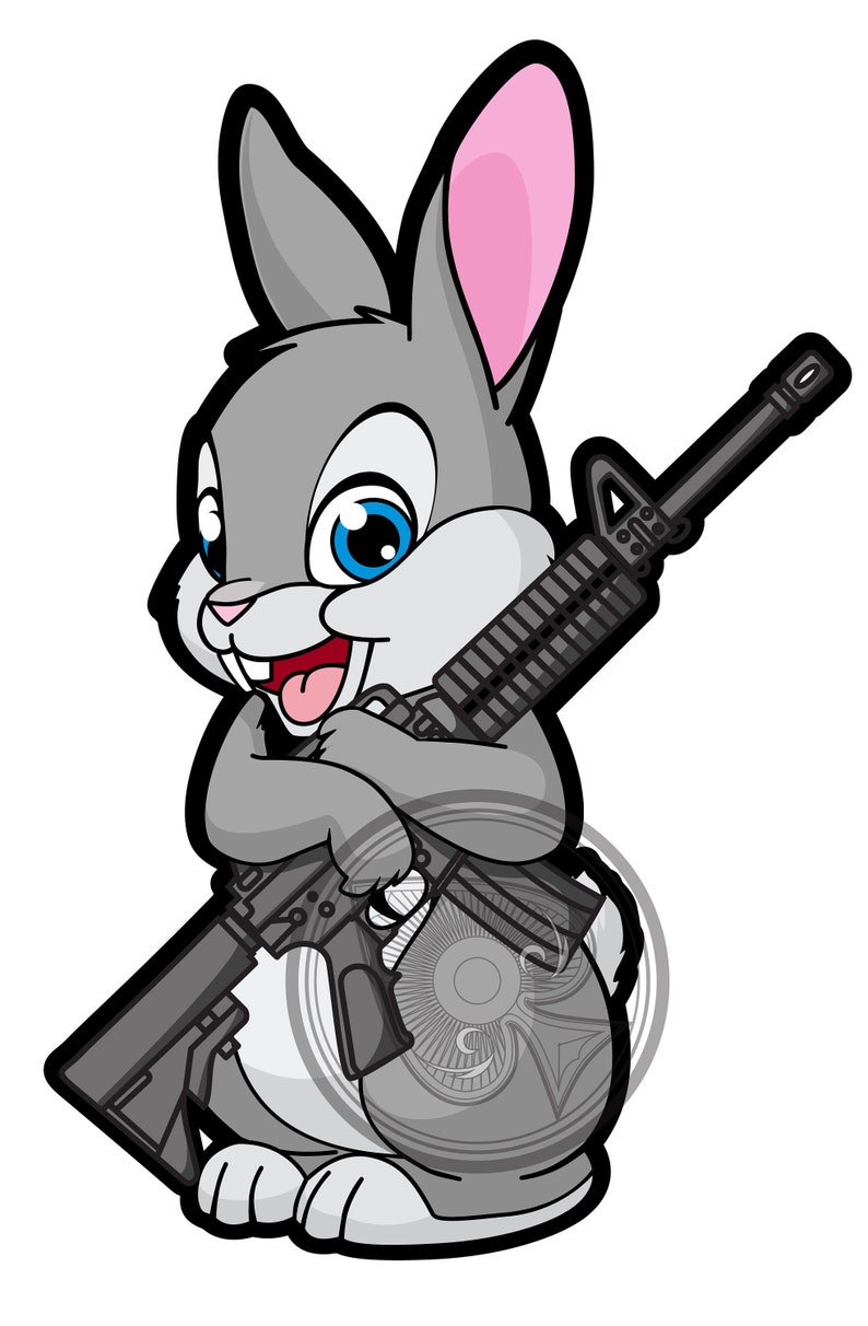 Grumpy Thumper Rabbit Sticker Thumper Rabbit With a Weapon - Vinyl Sticker 2.5 X 4.5 Inch - Etsy