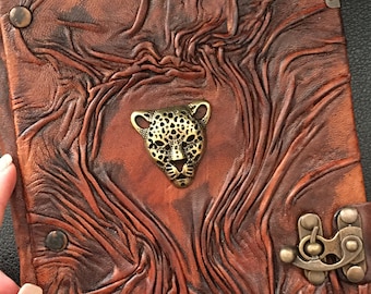 Leather Journal Cheetah, Leather Notebook