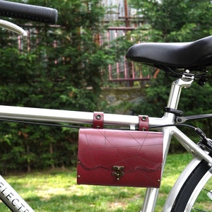 Leather Bike Handlebar Bag, Bicycle Pannier