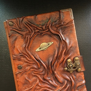 Saturn Leather Journal: Celestial Astrology Notebook, Embossed Cover