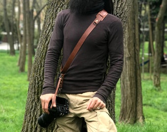 Leather Single DSLR Camera Strap, Photographer Shoulder Harness