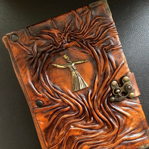 Rumi Leather Notebook, Whirling Dervish Sufi Gifts, Leather Journal