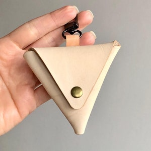 3 pcs Leather Triangle Keychain Coin Purse - Minimalist Change Purse