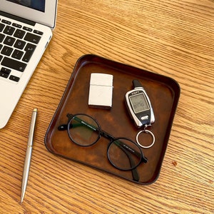 Leather Catchall Valet Tray, Personalized Office Tray, Father's Day Gifts