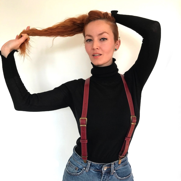 Leather Vintage Suspenders, Ladies Suspenders