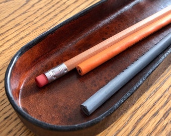 Leather Pen Tray – Desk Organizer for Pens & Accessories