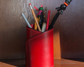 Roter Leder Stifthalter, Schreibtisch Organizer