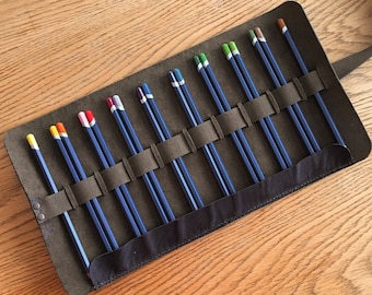 Personalized Leather Pencil Case - Custom Travel Art Organizer for Artists