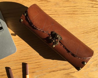 Leder Stiftebox, personalisierte Federmäppchen, Geschenk für Studenten, Lehrer