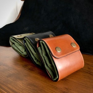 Leather and Waxed Canvas Foraging Bag, Bushcraft Belt Pouch, Gift for Campers