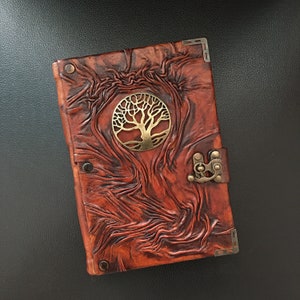 Tree of Life Leather Journal – Handmade Leather Notebook, Personalized Gift for Yogis, Mindfulness Journal
