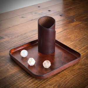 Leather Dice Cup, Leather Dice Tray, Leather Dice Holder Storage