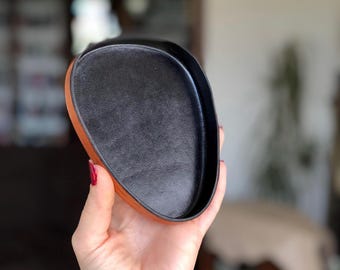 Personalized Black Leather Valet Tray | Catchall for Keys, Coins