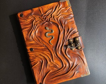 Kundalini Snake Leather Journal, Yoga Notebook, Witchcraft Journal