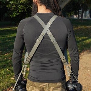 Personalized Leather Dual Camera Harness, Double DSLR Strap
