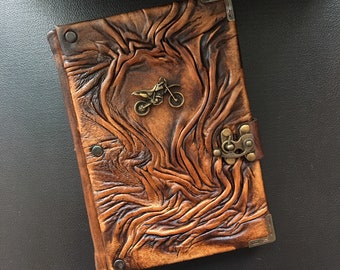 Leather Riding Journal, Vintage Motorcycle Leather Notebook, Gifts for Riders