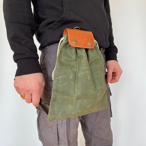 Sac de recherche de nourriture Bushcraft, sac banane en toile cirée, sac de collecte