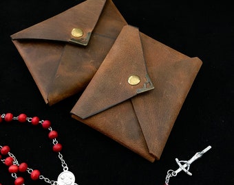 Leather Rosary Pouch: Personalized Rosary Case, Catholic Keepsake Gift